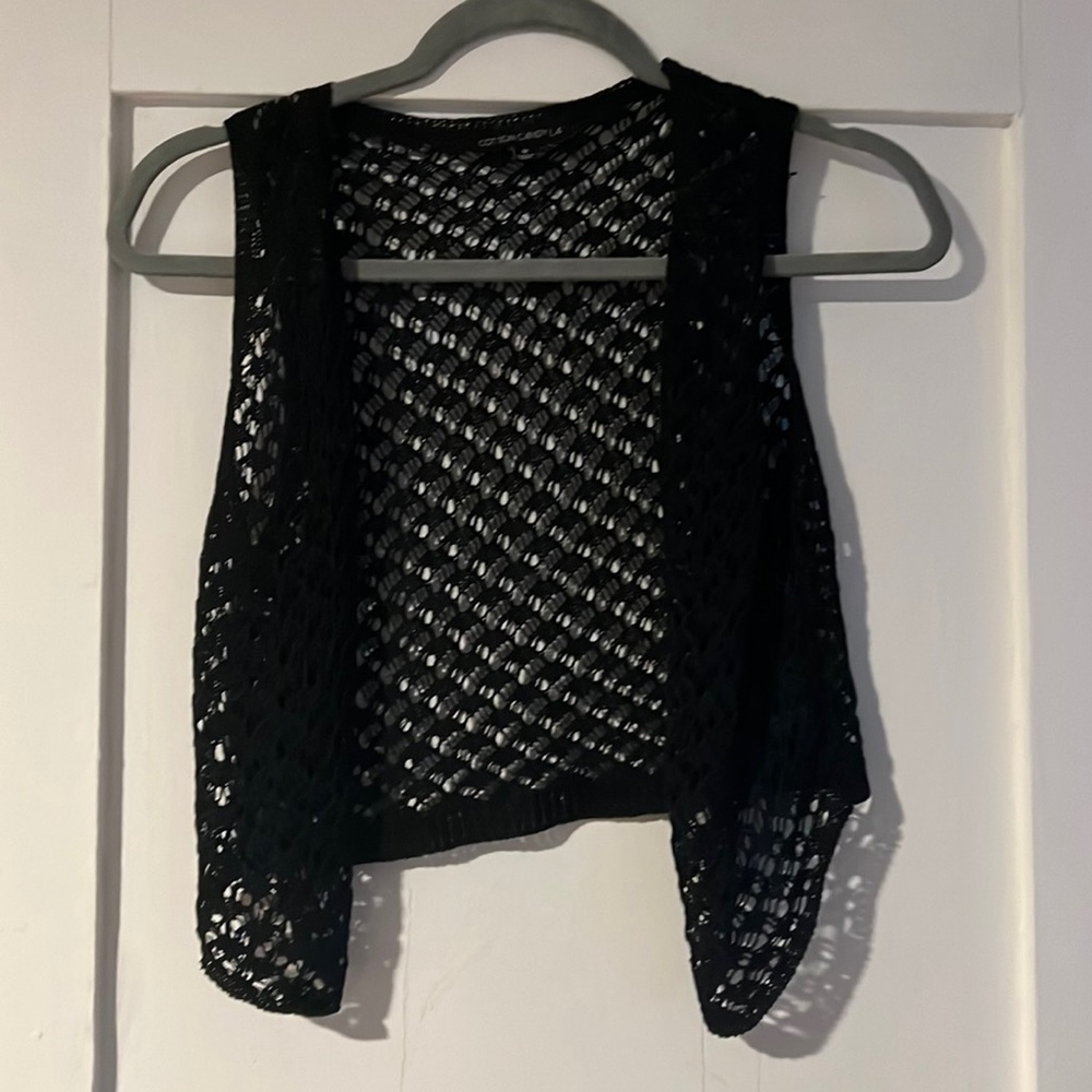 Black crochet cotton candy vest